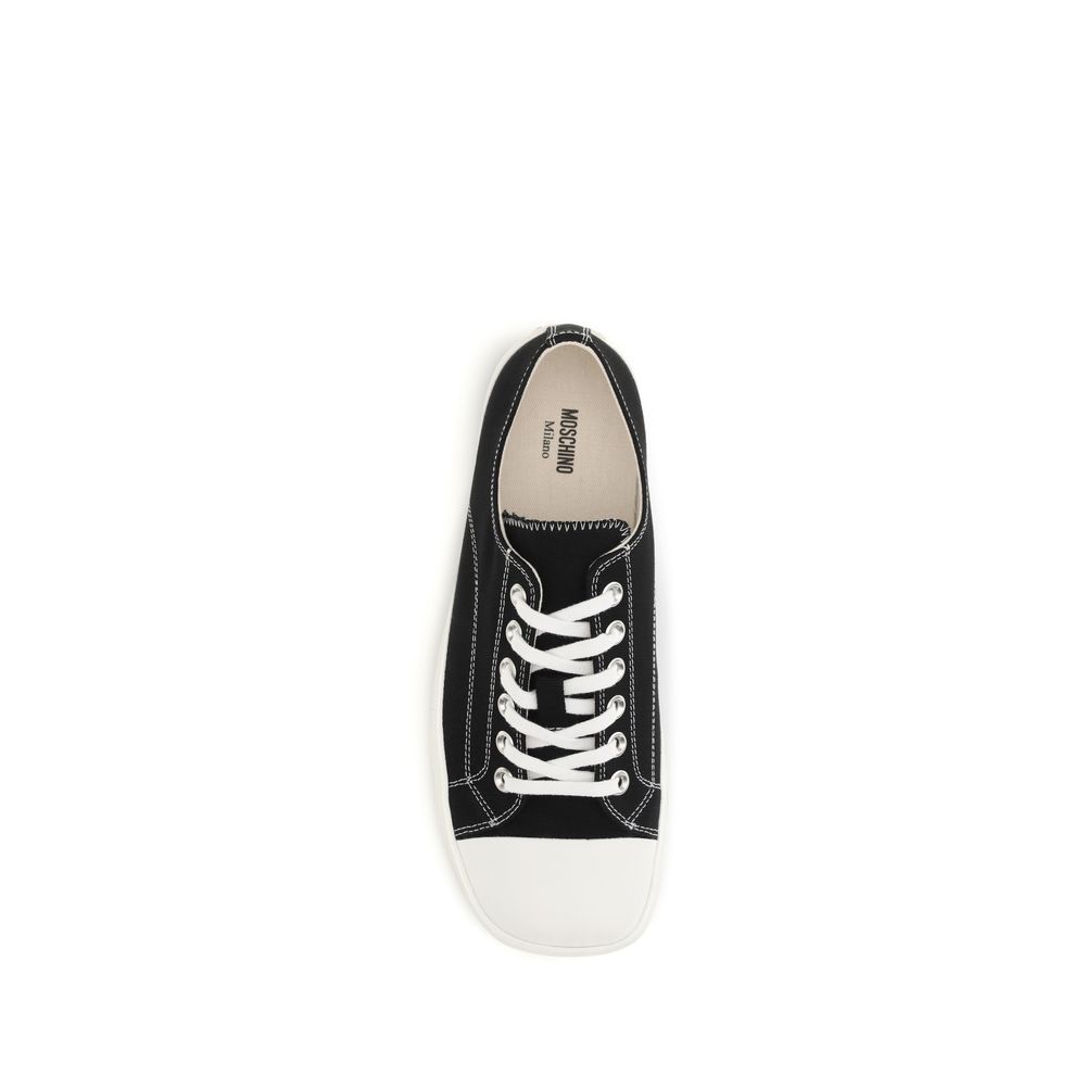 Moschino Black Cotton Low Top Sneakers - immagine 4