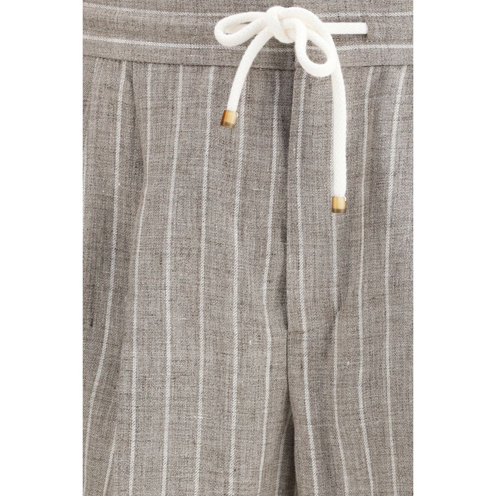 Brunello Cucinelli Beige Linen Casual Pants - immagine 3