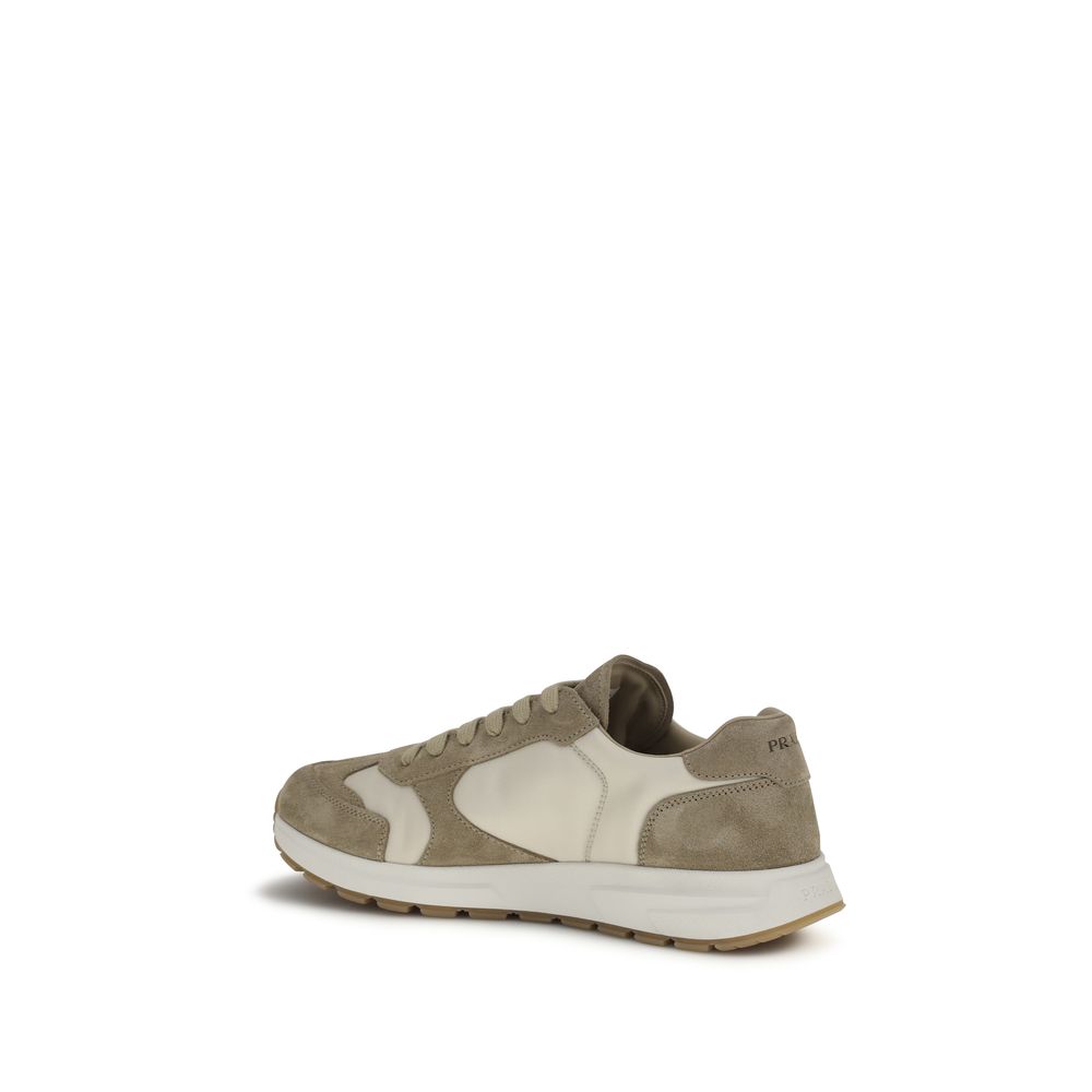 Prada Beige Calf Leather Bos Taurus Athletic Sneakers - immagine 3