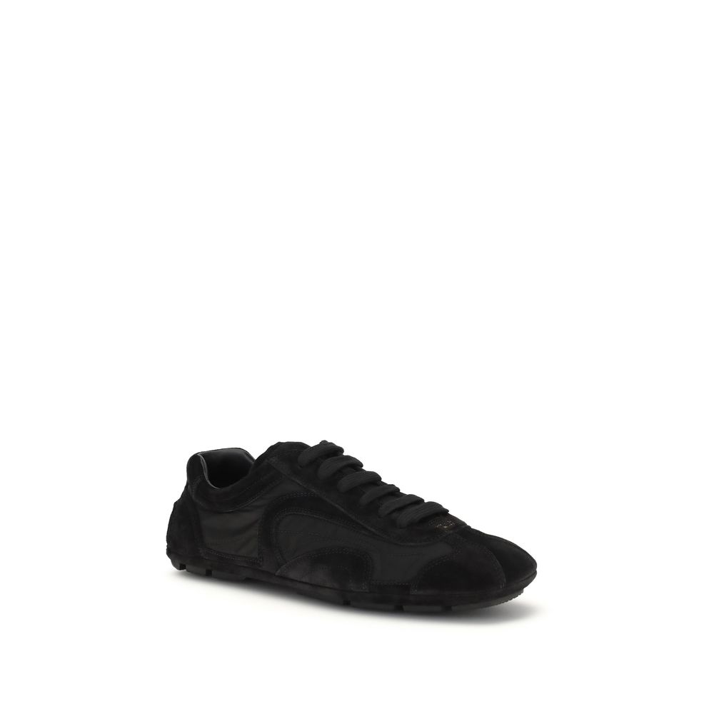 Prada Black Calf Leather Bos Taurus Athletic Sneakers - immagine 2
