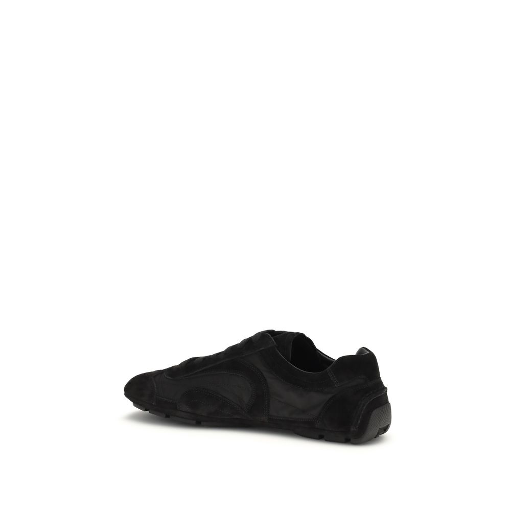 Prada Black Calf Leather Bos Taurus Athletic Sneakers - immagine 3
