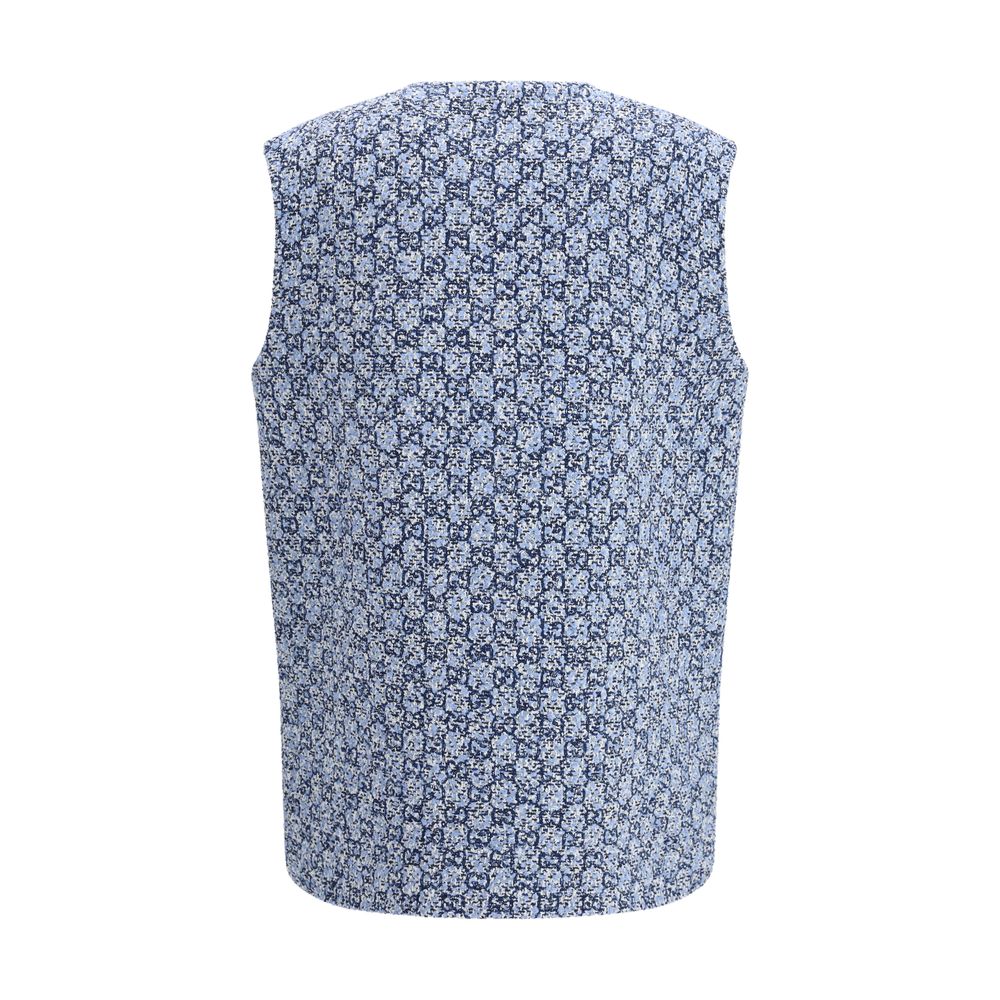 Gucci Blue Cotton Sleeveless Jacket - immagine 2