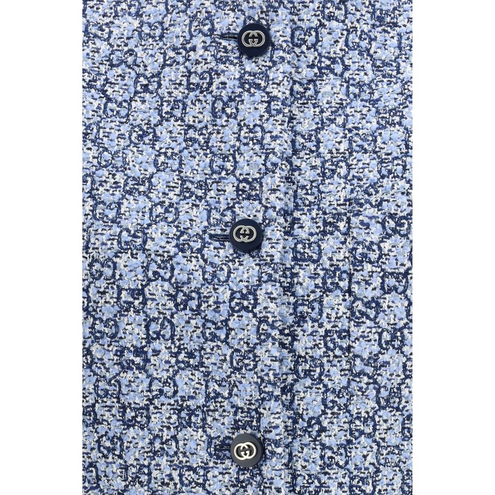 Gucci Blue Cotton Sleeveless Jacket - immagine 3