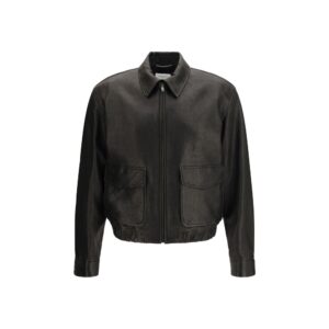 Saint Laurent Black Lamb Ovis Aries Aries Leather Jacket