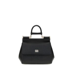 Dolce & Gabbana Black Calf Leather Bos Taurus Handbag