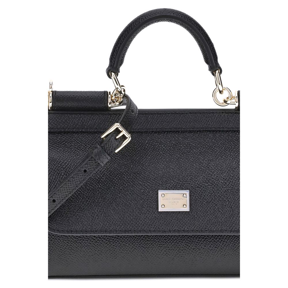 Dolce & Gabbana Black Calf Leather Bos Taurus Handbag - immagine 4