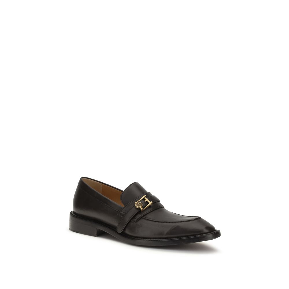 Versace Black Calf Leather Bos Taurus Slip-On Loafers - immagine 2