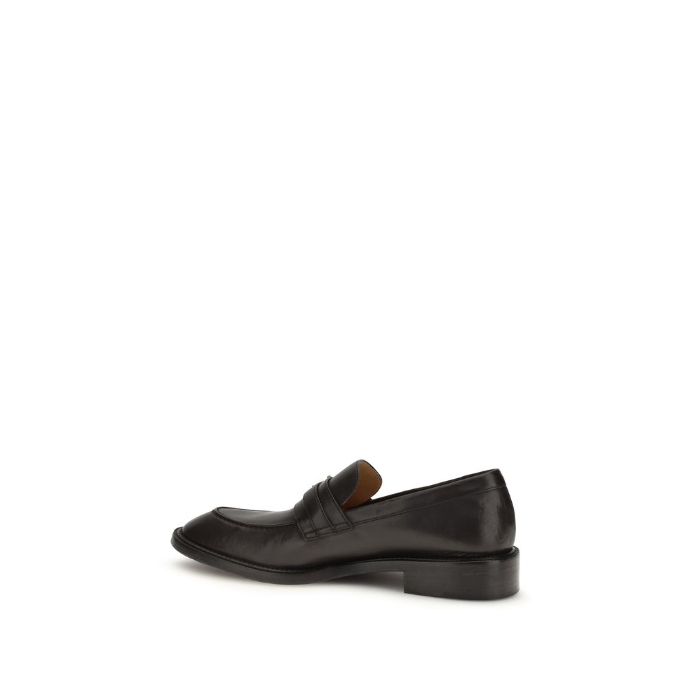 Versace Black Calf Leather Bos Taurus Slip-On Loafers - immagine 3