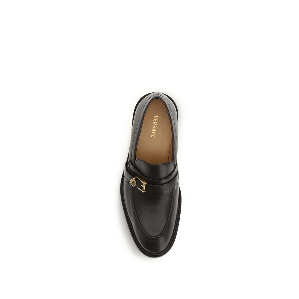 Versace Black Calf Leather Bos Taurus Slip-On Loafers - immagine 4