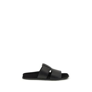 Dolce & Gabbana Black Calf Leather Bos Taurus Sandals
