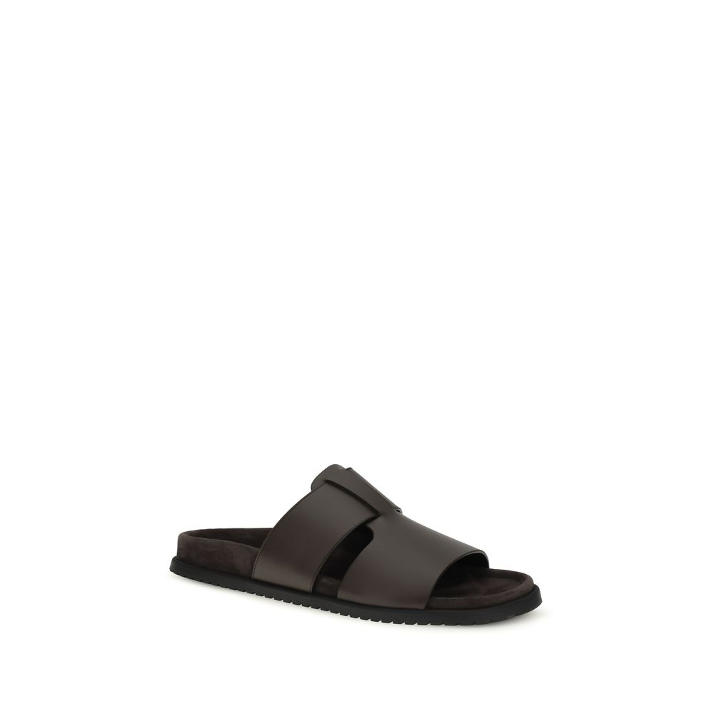 Dolce & Gabbana Brown Calf Leather Bos Taurus Flat Sandals - immagine 2