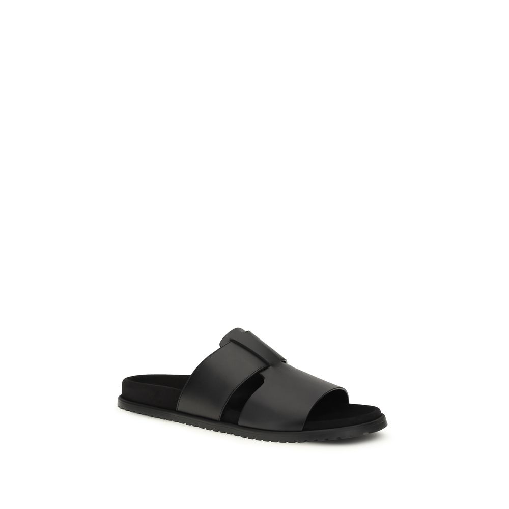 Dolce & Gabbana Black Calf Leather Bos Taurus Sandals - immagine 2