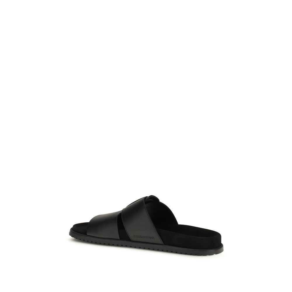 Dolce & Gabbana Black Calf Leather Bos Taurus Sandals - immagine 3