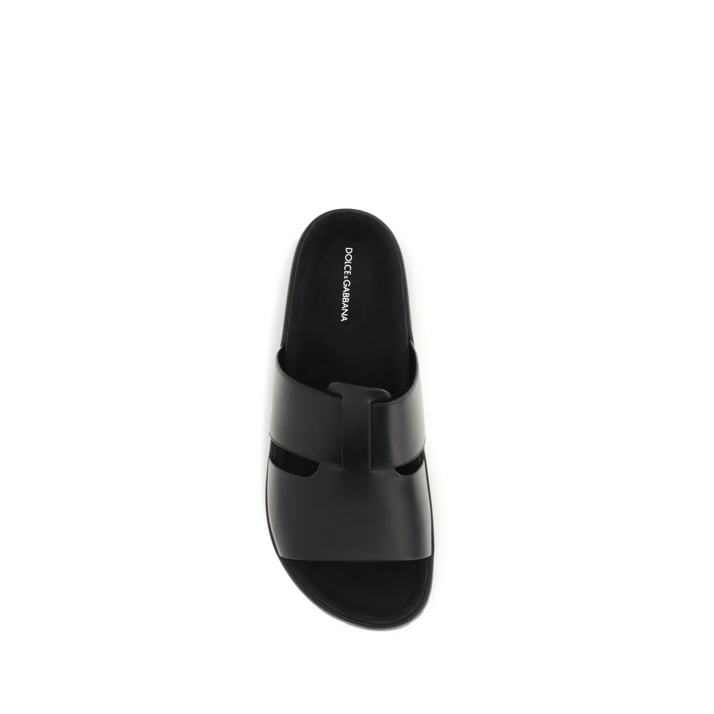 Dolce & Gabbana Black Calf Leather Bos Taurus Sandals - immagine 4
