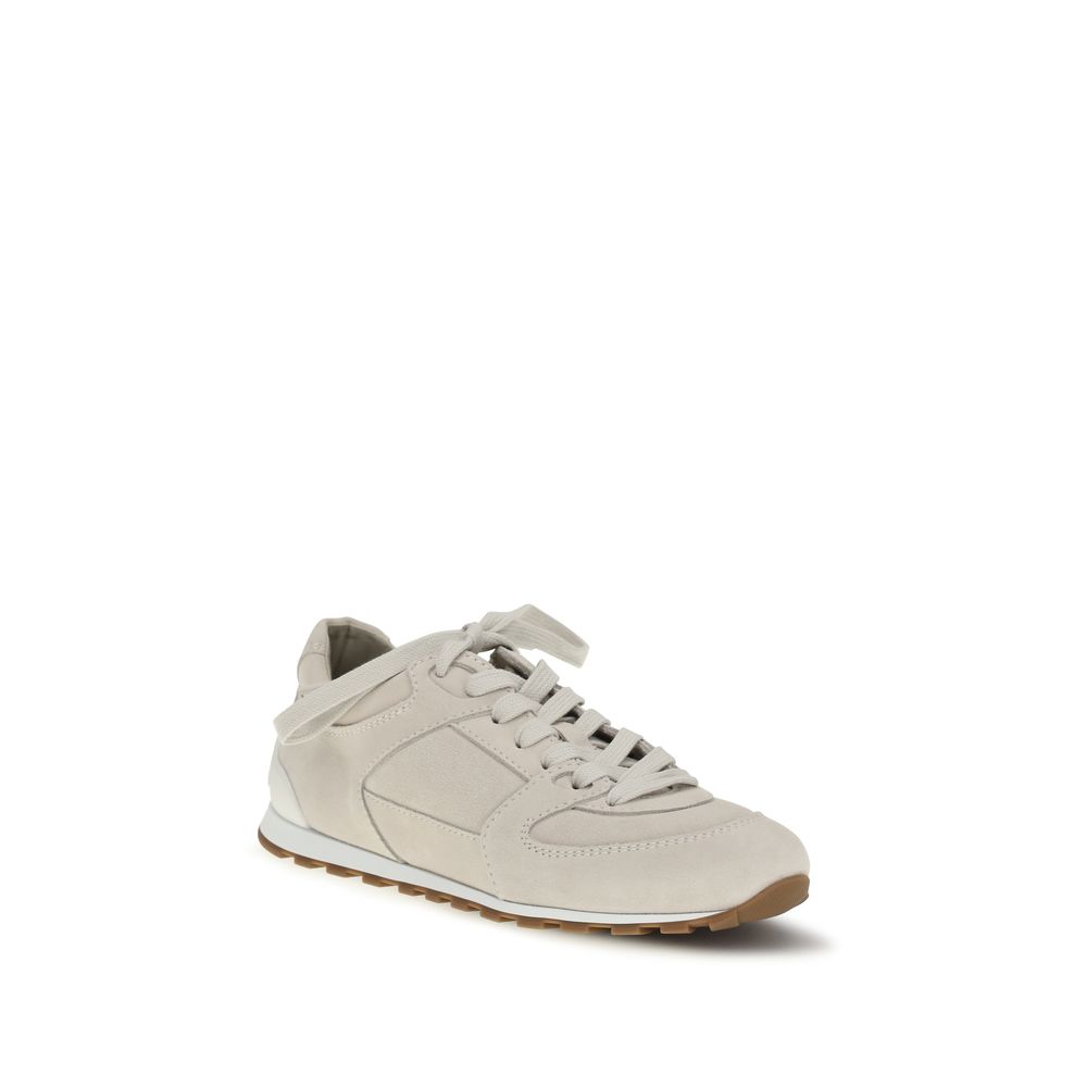 Brunello Cucinelli Beige Calf Leather Bos Taurus Low Top Sneakers - immagine 2