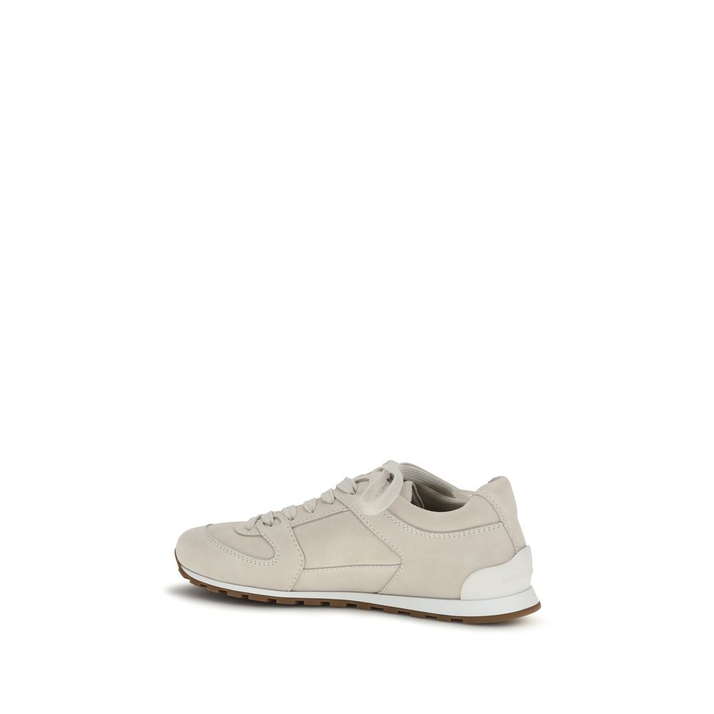 Brunello Cucinelli Beige Calf Leather Bos Taurus Low Top Sneakers - immagine 3