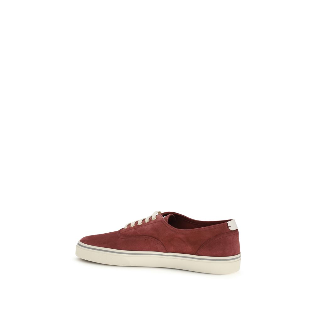 Brunello Cucinelli Bordeaux Calf Leather Bos Taurus Low Top Sneakers - immagine 3