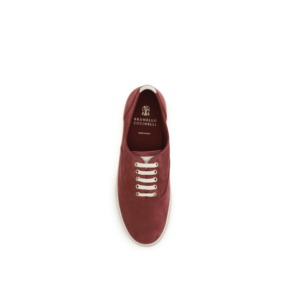Brunello Cucinelli Bordeaux Calf Leather Bos Taurus Low Top Sneakers - immagine 4