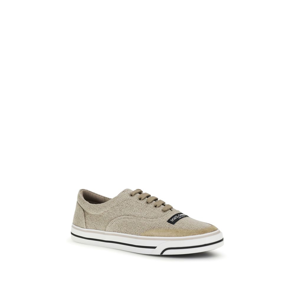 Dolce & Gabbana Beige Linen Low Top Sneakers - immagine 2