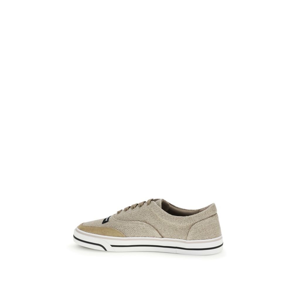 Dolce & Gabbana Beige Linen Low Top Sneakers - immagine 3