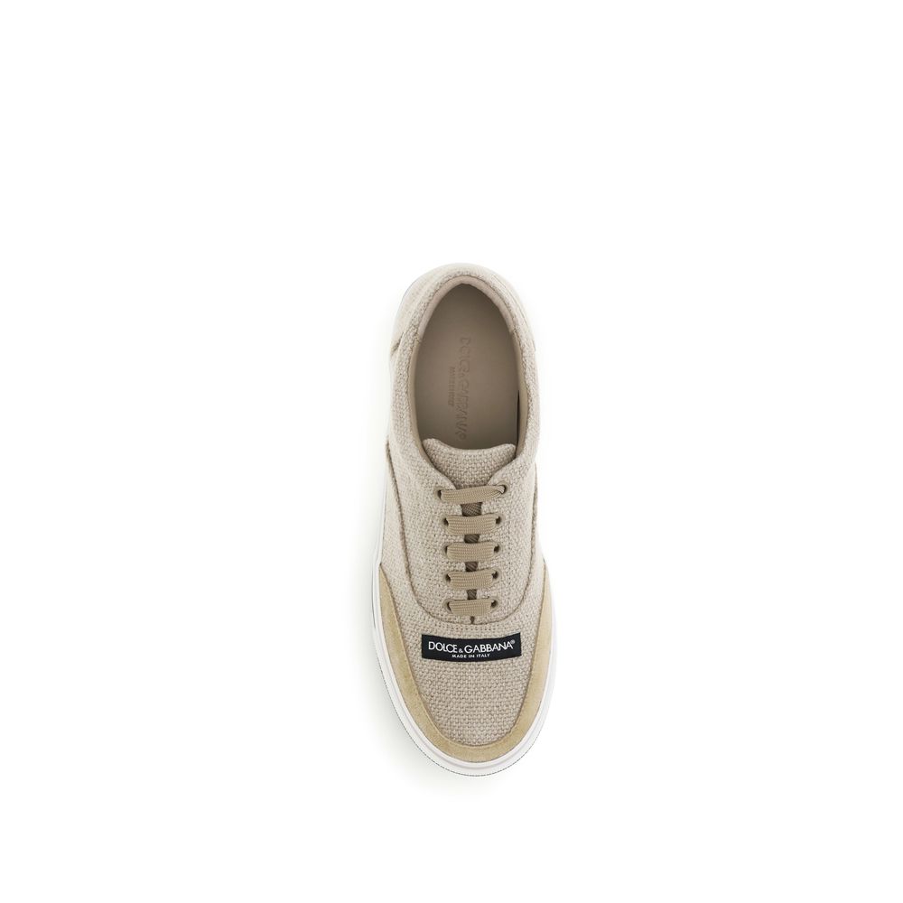 Dolce & Gabbana Beige Linen Low Top Sneakers - immagine 4