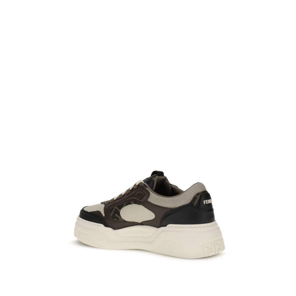 Fendi Black Calf Leather Bos Taurus Chunky Sneakers - immagine 3