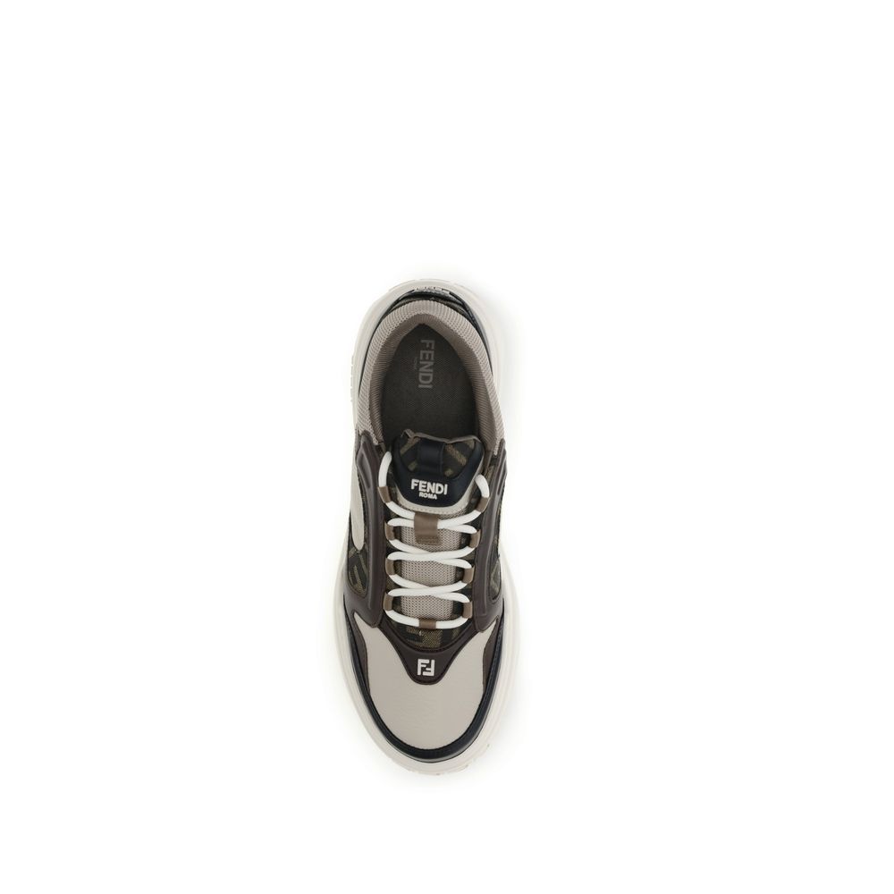 Fendi Black Calf Leather Bos Taurus Chunky Sneakers - immagine 4