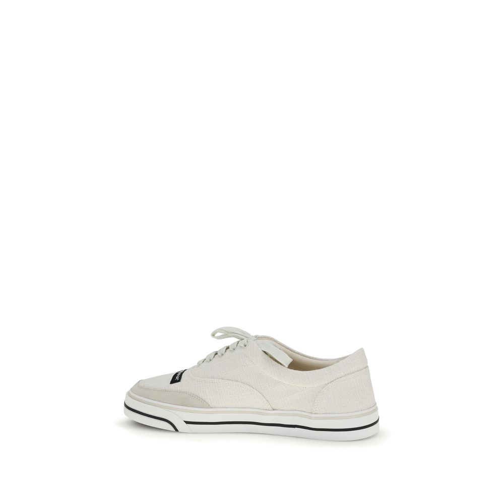 Dolce & Gabbana White Linen Low Top Sneakers - immagine 3