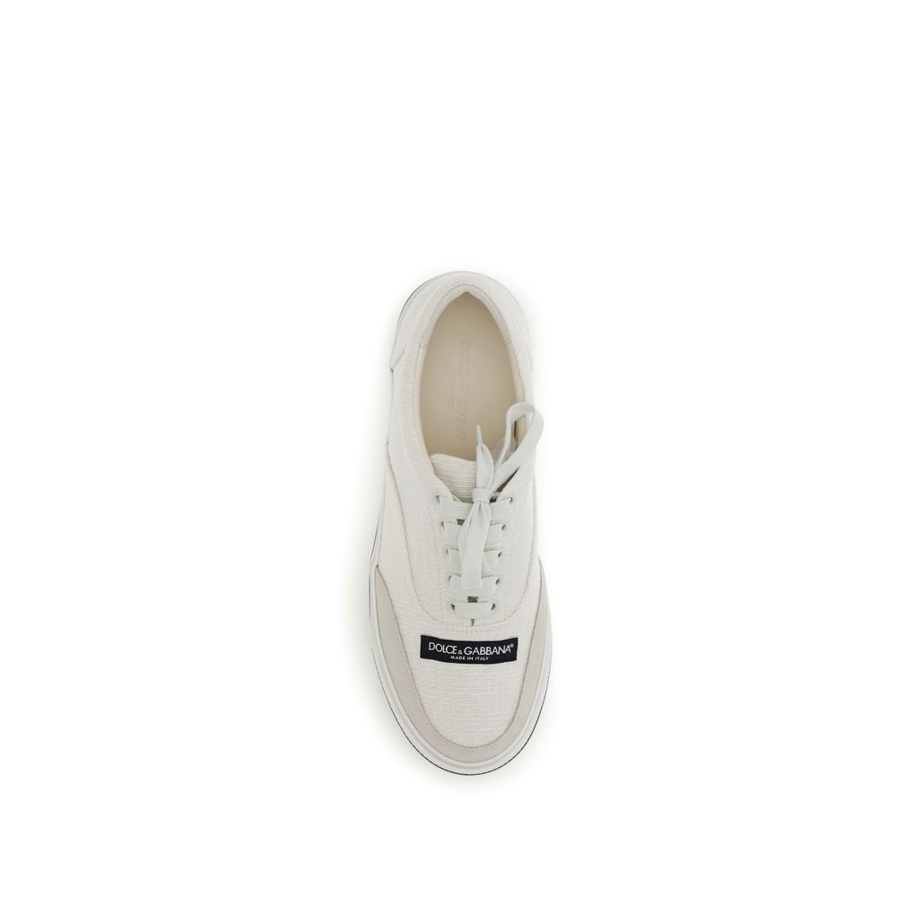 Dolce & Gabbana White Linen Low Top Sneakers - immagine 4