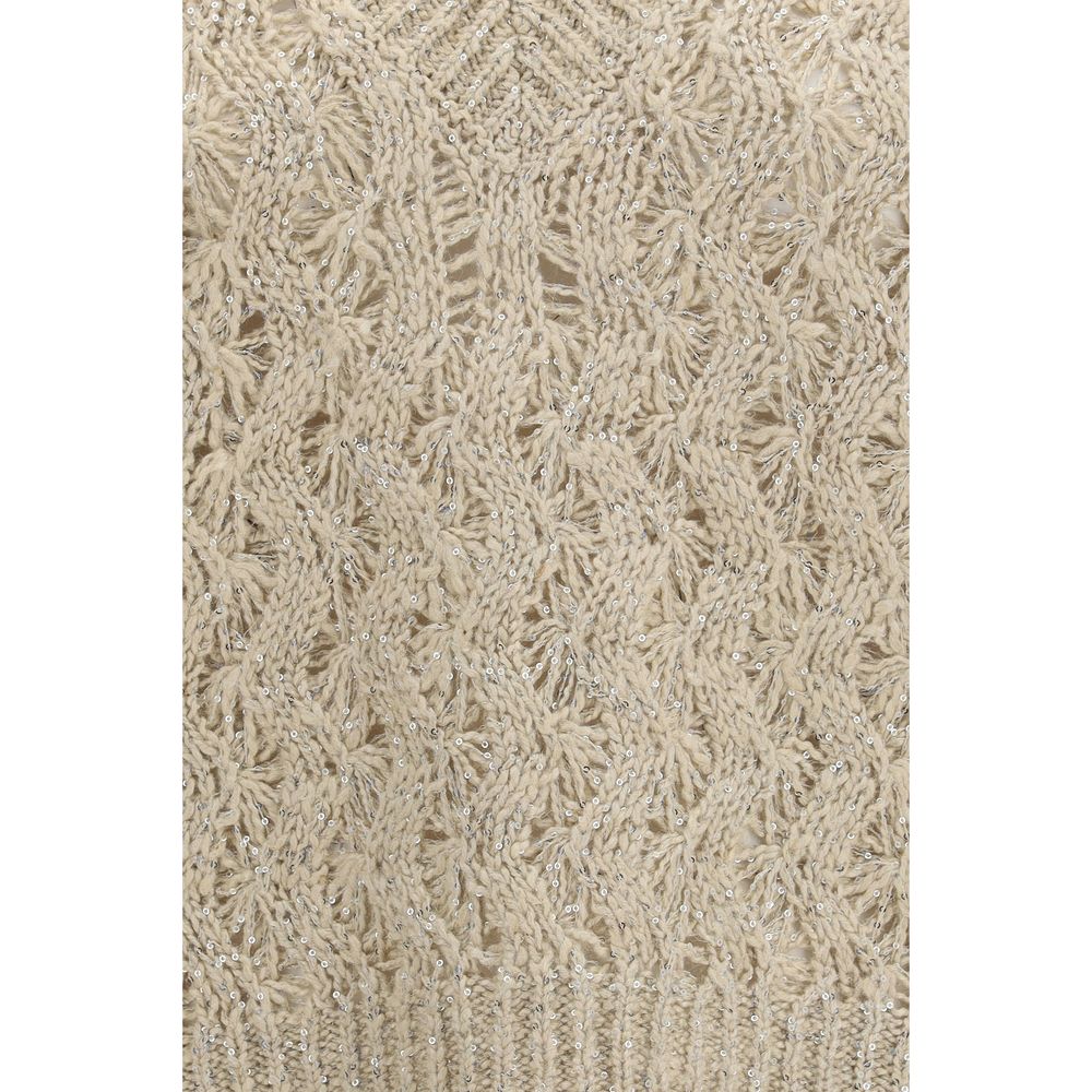 Brunello Cucinelli Beige Silk Sleeveles Sweater - immagine 3