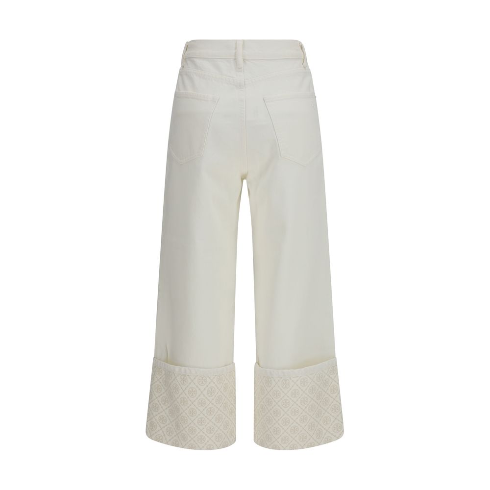 Tory Burch White Cotton Straight-Leg Jeans - immagine 2