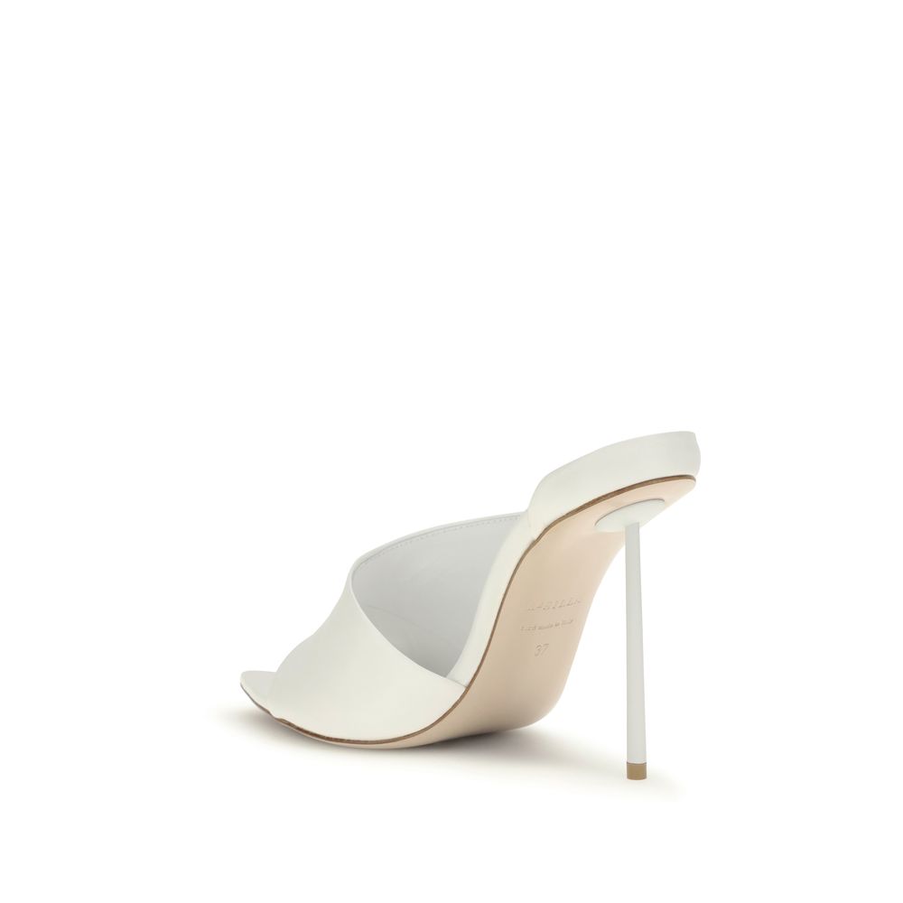 LE SILLA White Calf Leather Bos Taurus Stiletto Heel Sandals - immagine 3
