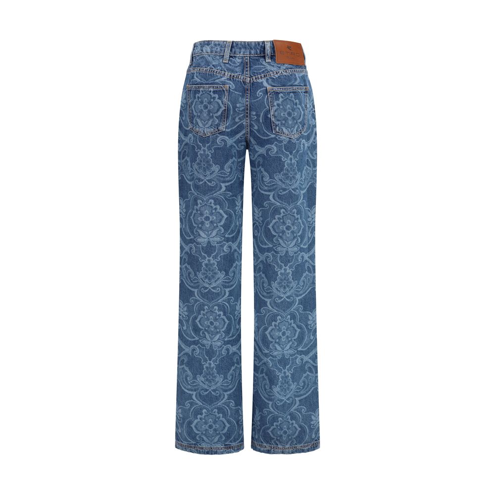 Etro Blue Cotton Flared Jeans - immagine 2