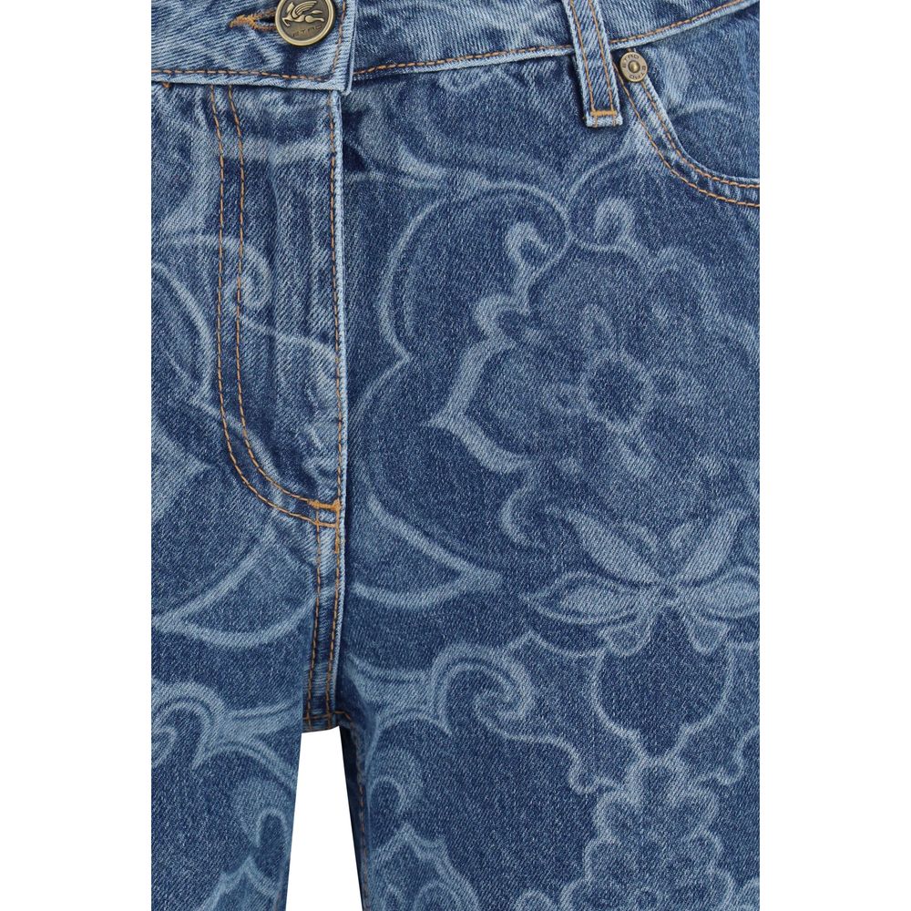 Etro Blue Cotton Flared Jeans - immagine 3