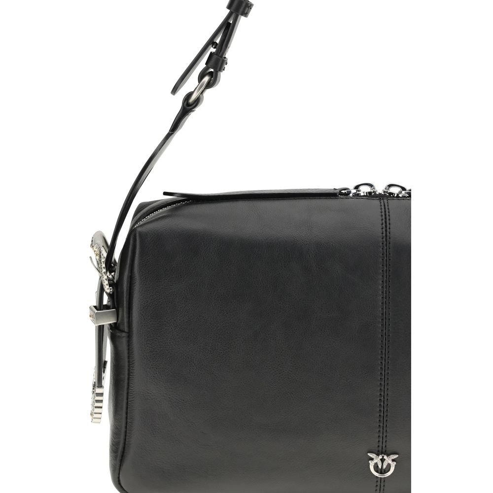PINKO Black Calf Leather Bos Taurus Shoulder Bag - immagine 4