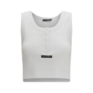 Dolce & Gabbana White Cotton Tank Tops