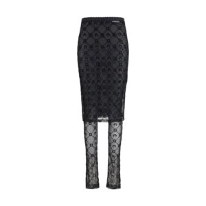 Marine Serre Black Recycled Polyamide Midi Skirt