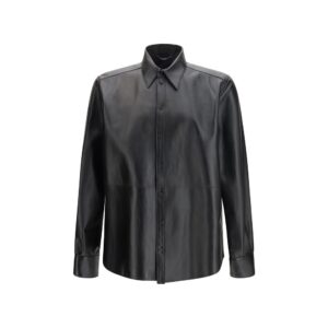 Dolce & Gabbana Black Leather Dress Shirt