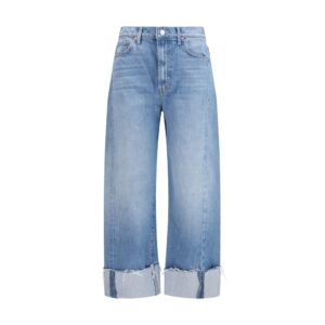 Mother Denim Blue Cotton Cropped Jeans