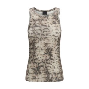 PINKO Beige Cotton Sleeveles T-Shirt