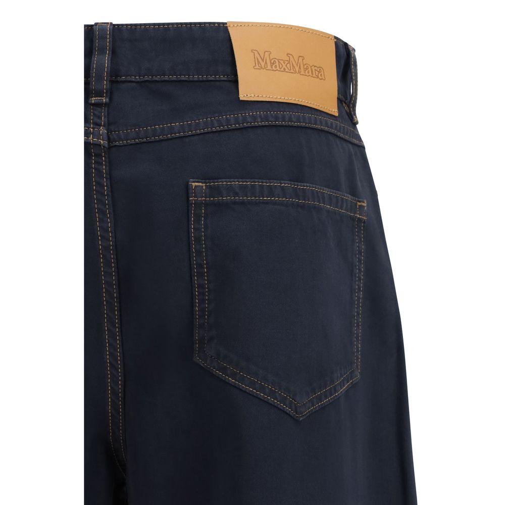 Max Mara Blue Cotton Casual Pants - immagine 3