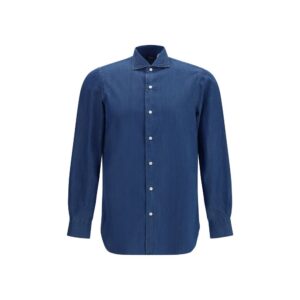 Finamore Blue Cotton Shirt