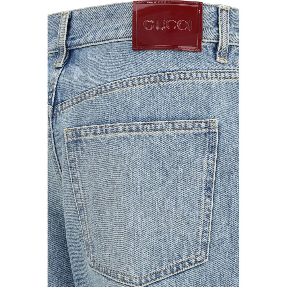 Gucci Blue Cotton Straight-Leg Jeans - immagine 3