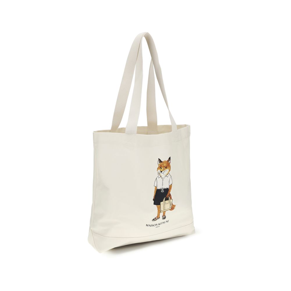 Maison Kitsuné Beige Cotton Handbag - immagine 2