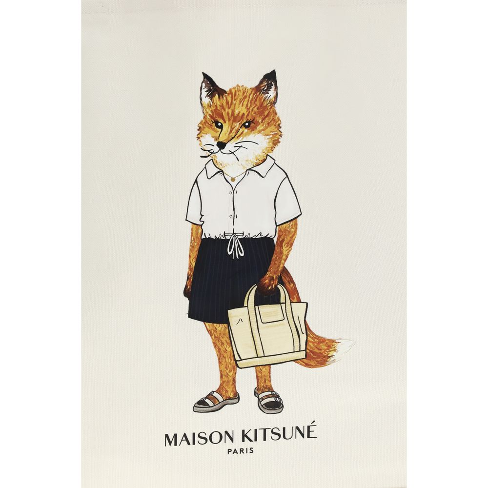 Maison Kitsuné Beige Cotton Handbag - immagine 4