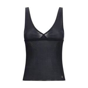 Saint Laurent Black Silk Sleeveles T-Shirt