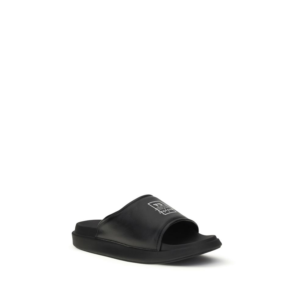Y-3 Black Calf Leather Bos Taurus Flat Sandals - immagine 2