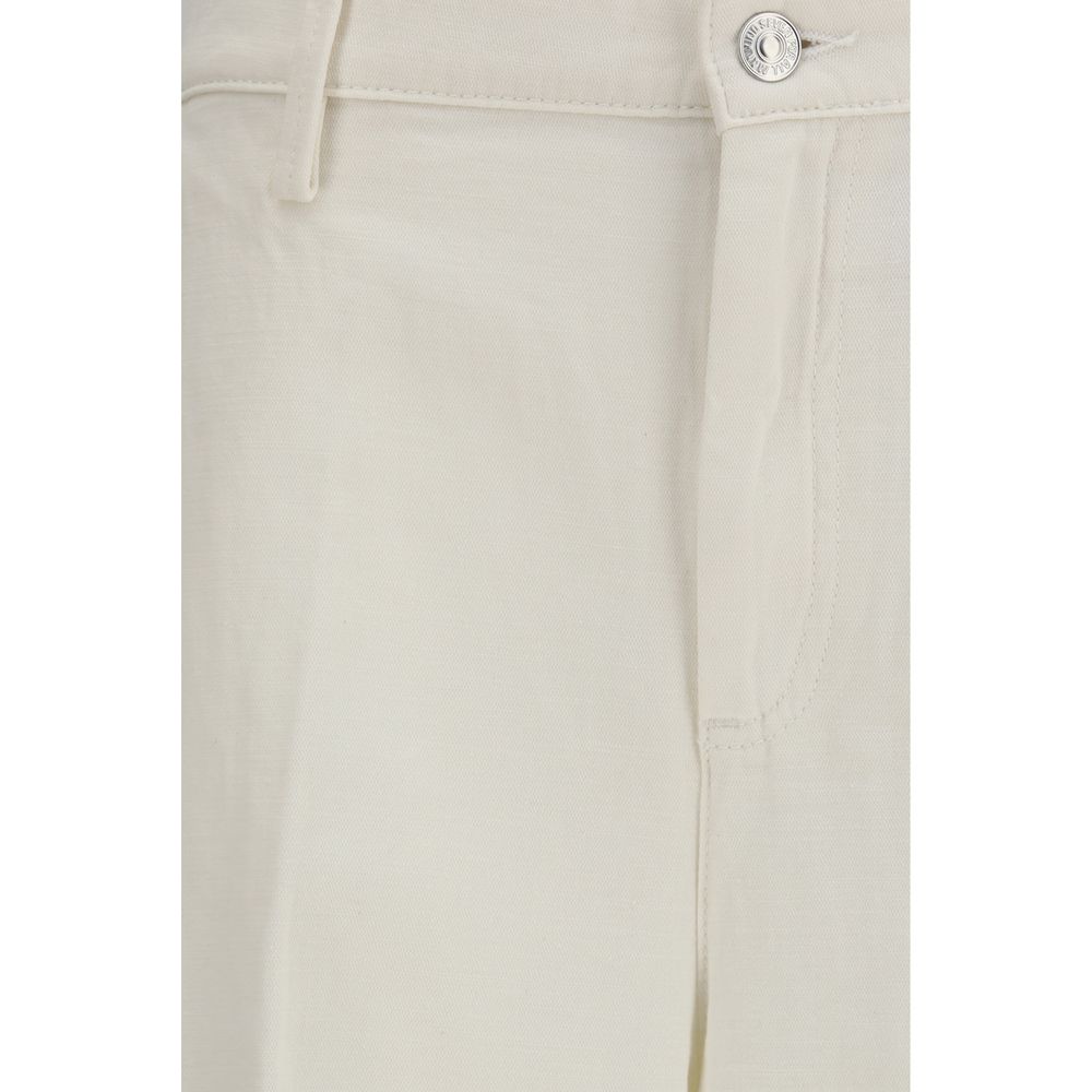 7FOR White Cotton Casual Pants - immagine 3