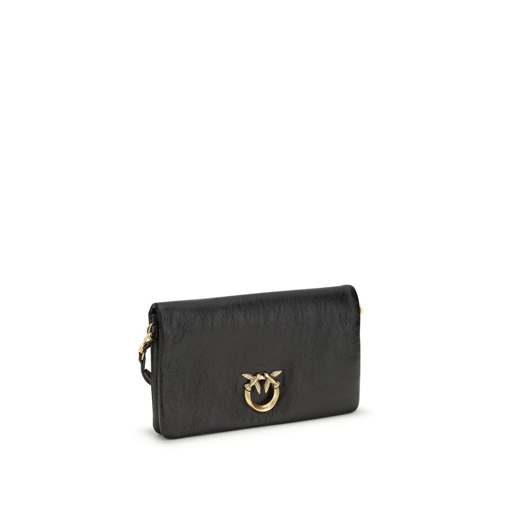 PINKO Black Calf Leather Bos Taurus Shoulder Bag - immagine 2