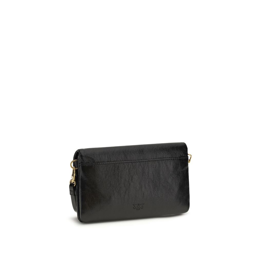 PINKO Black Calf Leather Bos Taurus Shoulder Bag - immagine 3